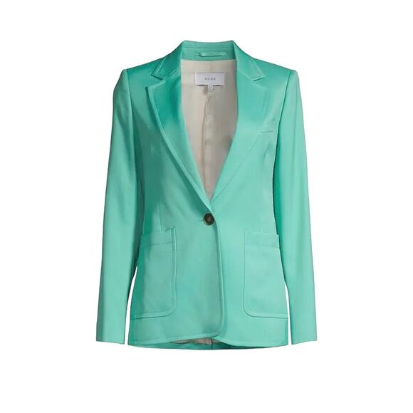Reiss Ember Notched Single Button Blazer Green Tailored Lined Womens Size 12 - Picture 6 of 16